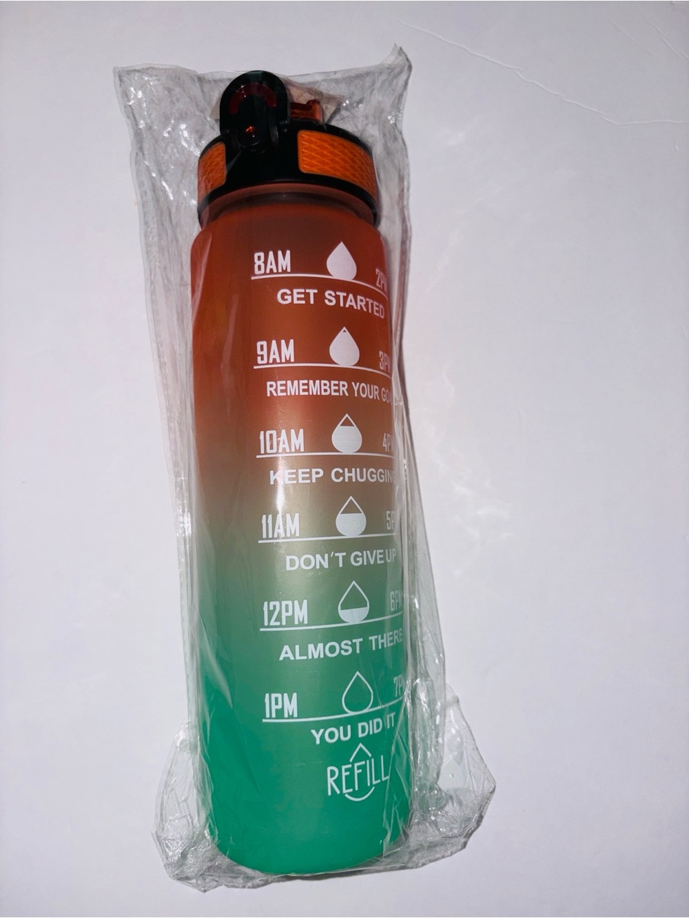 Motivational Water Bottle - Orange to Green